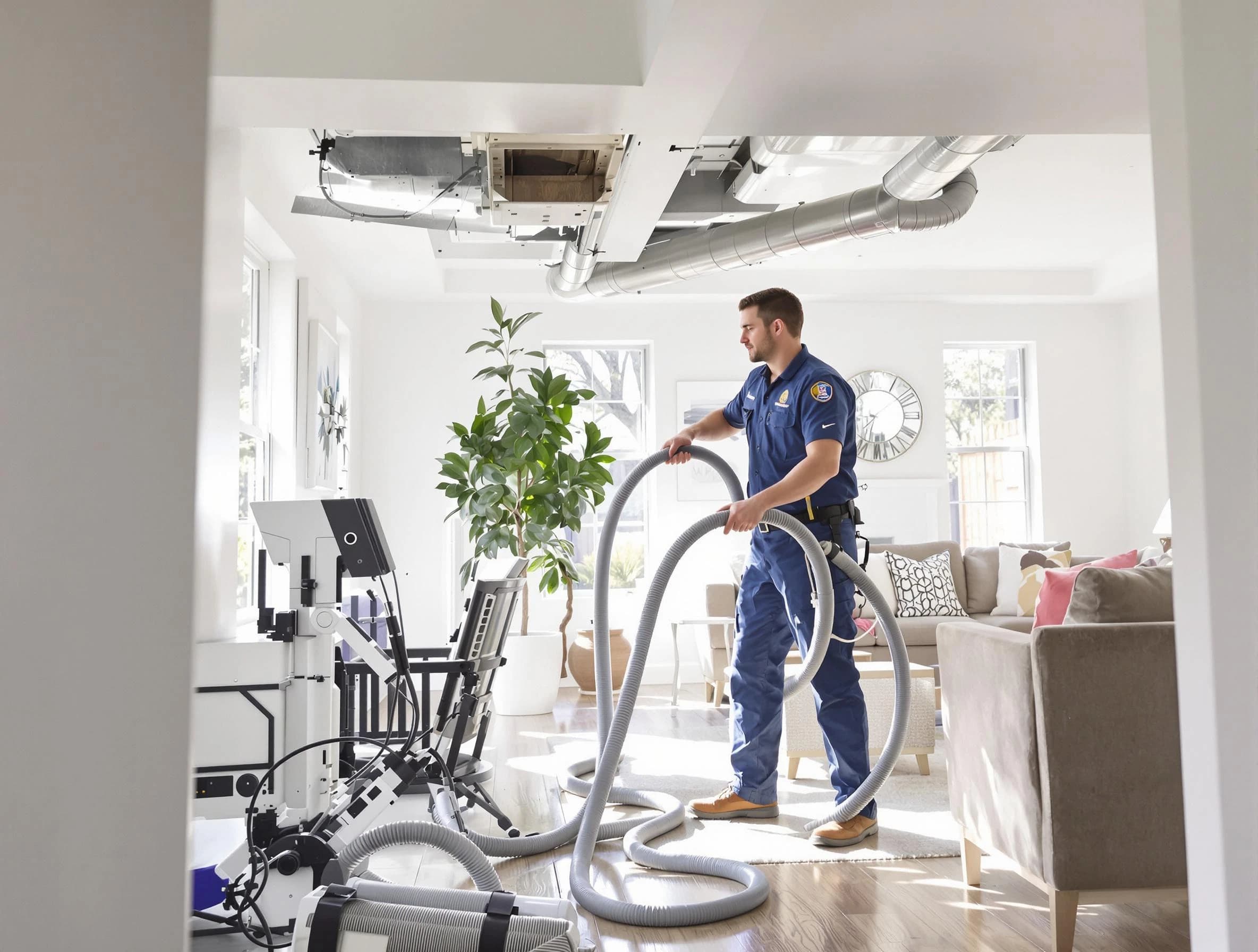 Mission Viejo Air Duct Cleaning technician performing thorough AC duct cleaning for enhanced cooling efficiency in Mission Viejo