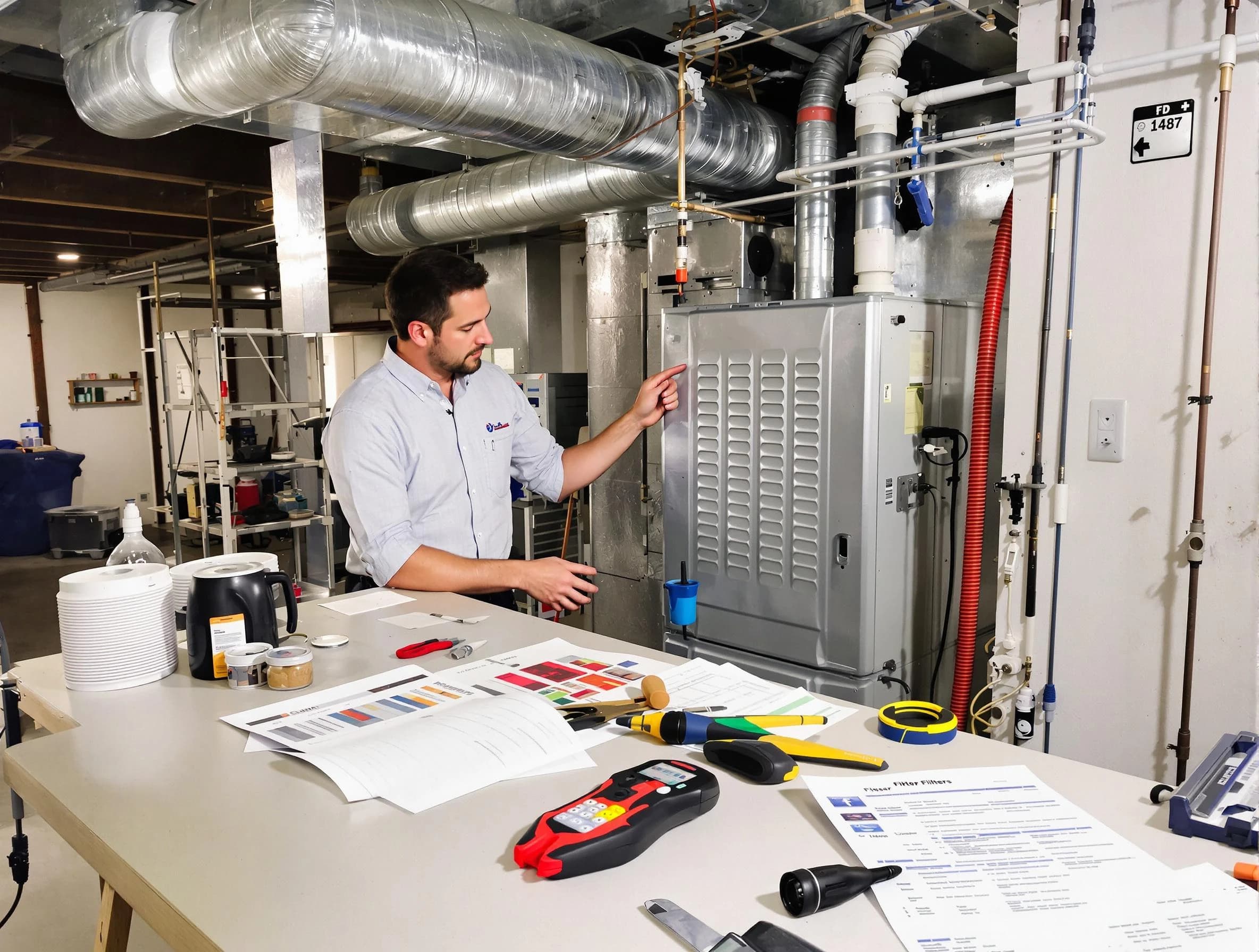 Mission Viejo Air Duct Cleaning inspector conducting detailed filter system evaluation using professional diagnostic tools in Mission Viejo