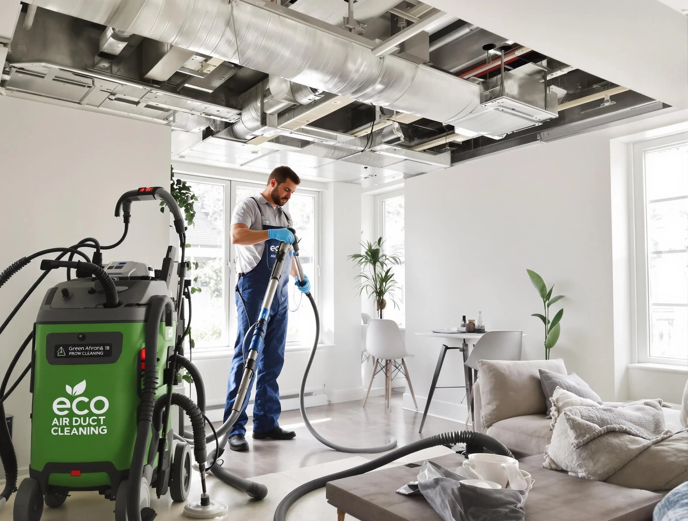 Mission Viejo Air Duct Cleaning technician performing eco-friendly duct cleaning using sustainable methods in Mission Viejo