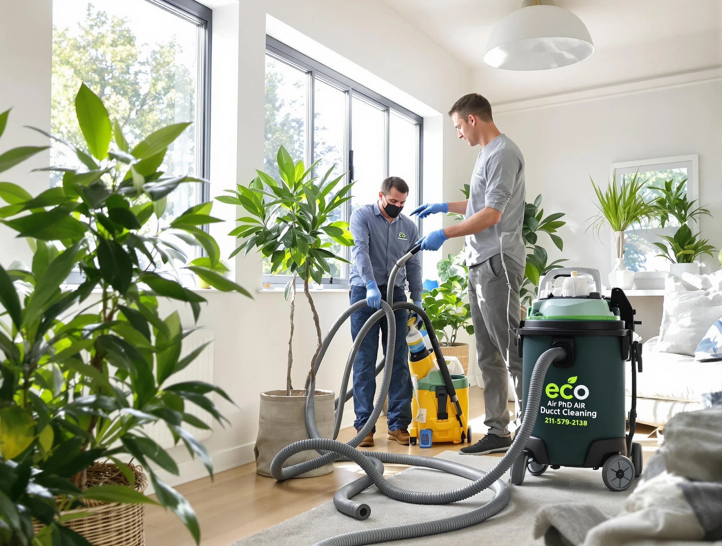 Mission Viejo Air Duct Cleaning technician performing eco-friendly duct cleaning using sustainable methods in Mission Viejo