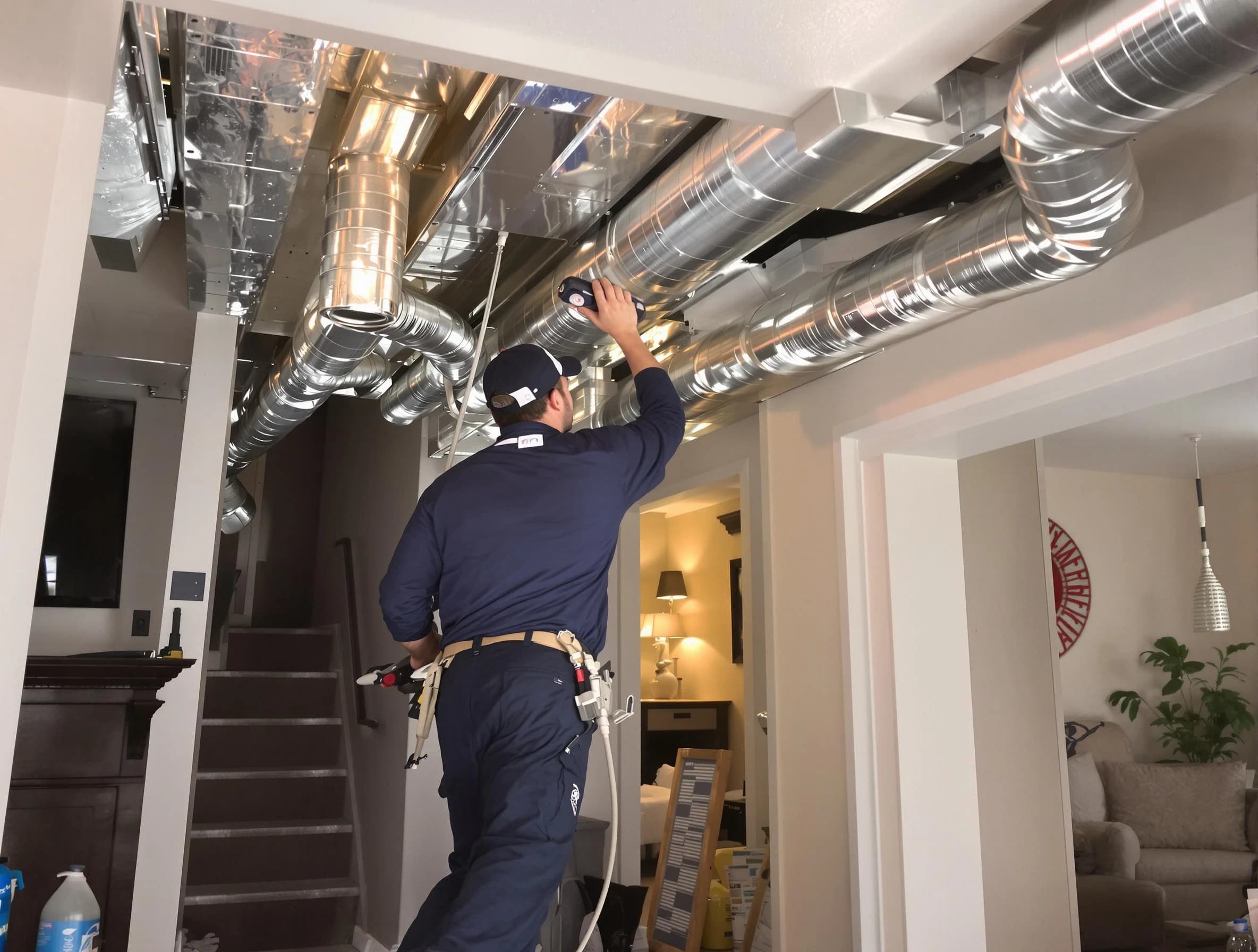 Mission Viejo Air Duct Cleaning expert performing specialized duct cleaning in a mobile home in Mission Viejo