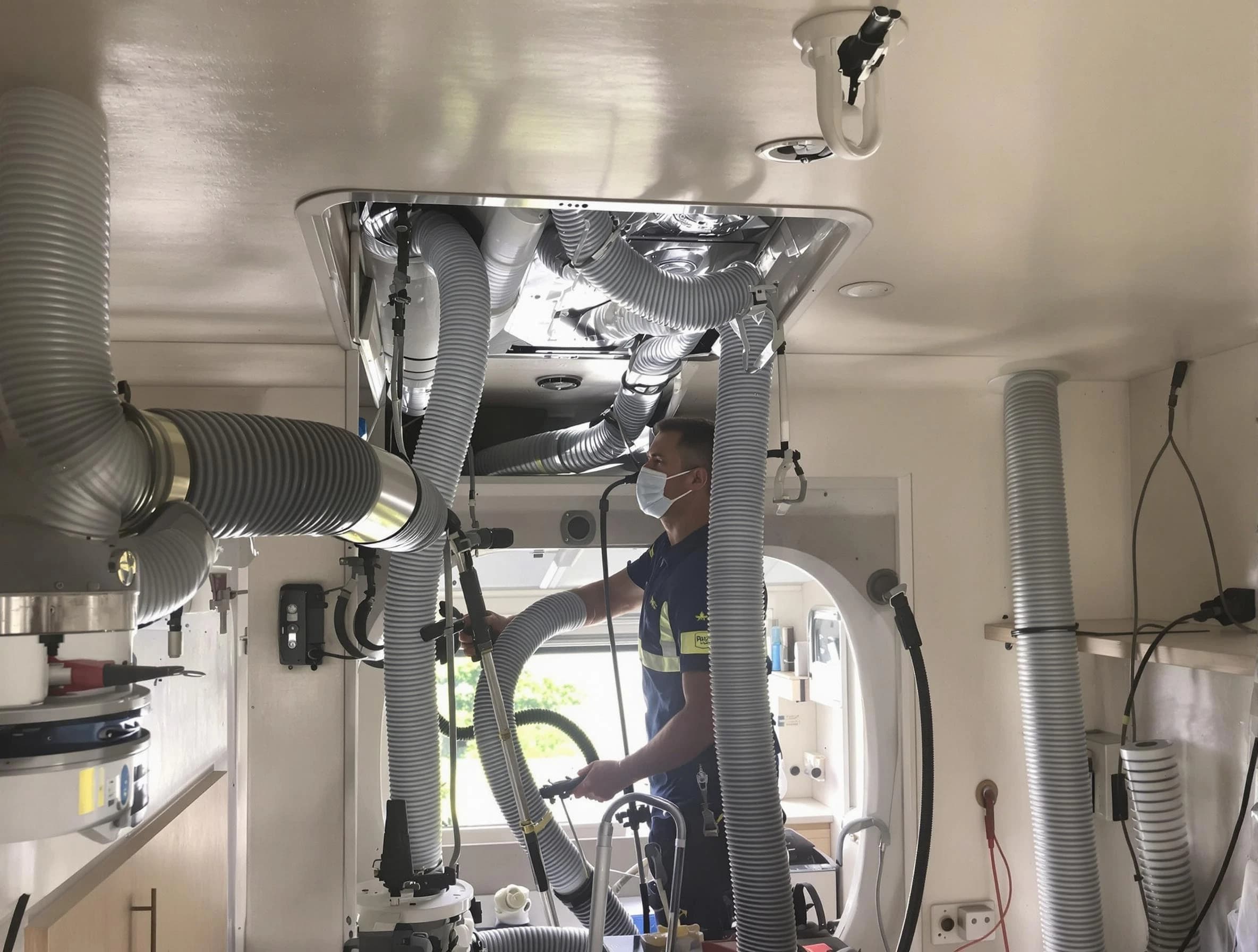 Mission Viejo Air Duct Cleaning specialist performing precise mobile home duct cleaning in Mission Viejo