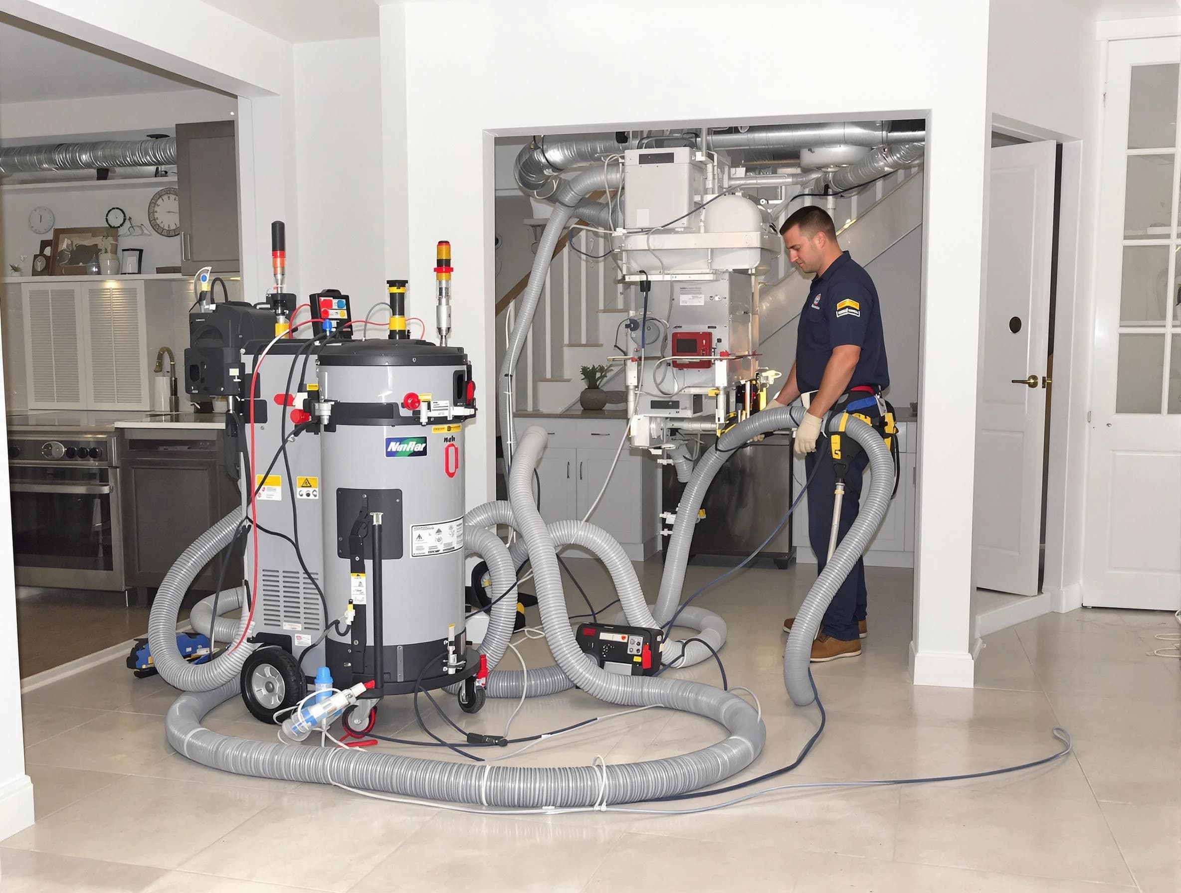 Mission Viejo Air Duct Cleaning technician operating negative pressure cleaning equipment for thorough duct maintenance in Mission Viejo