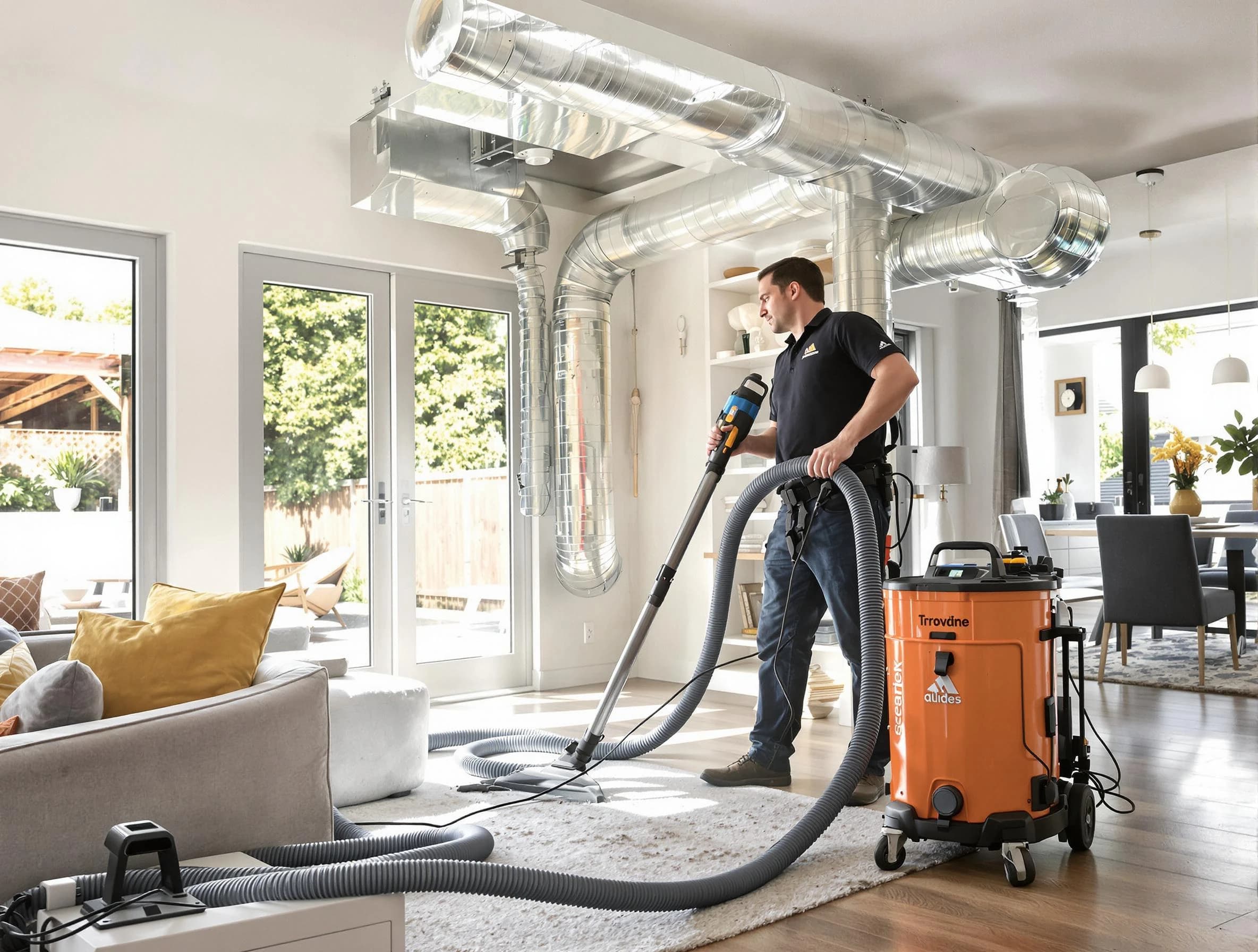 Mission Viejo Air Duct Cleaning specialist performing thorough residential duct cleaning using advanced equipment in Mission Viejo