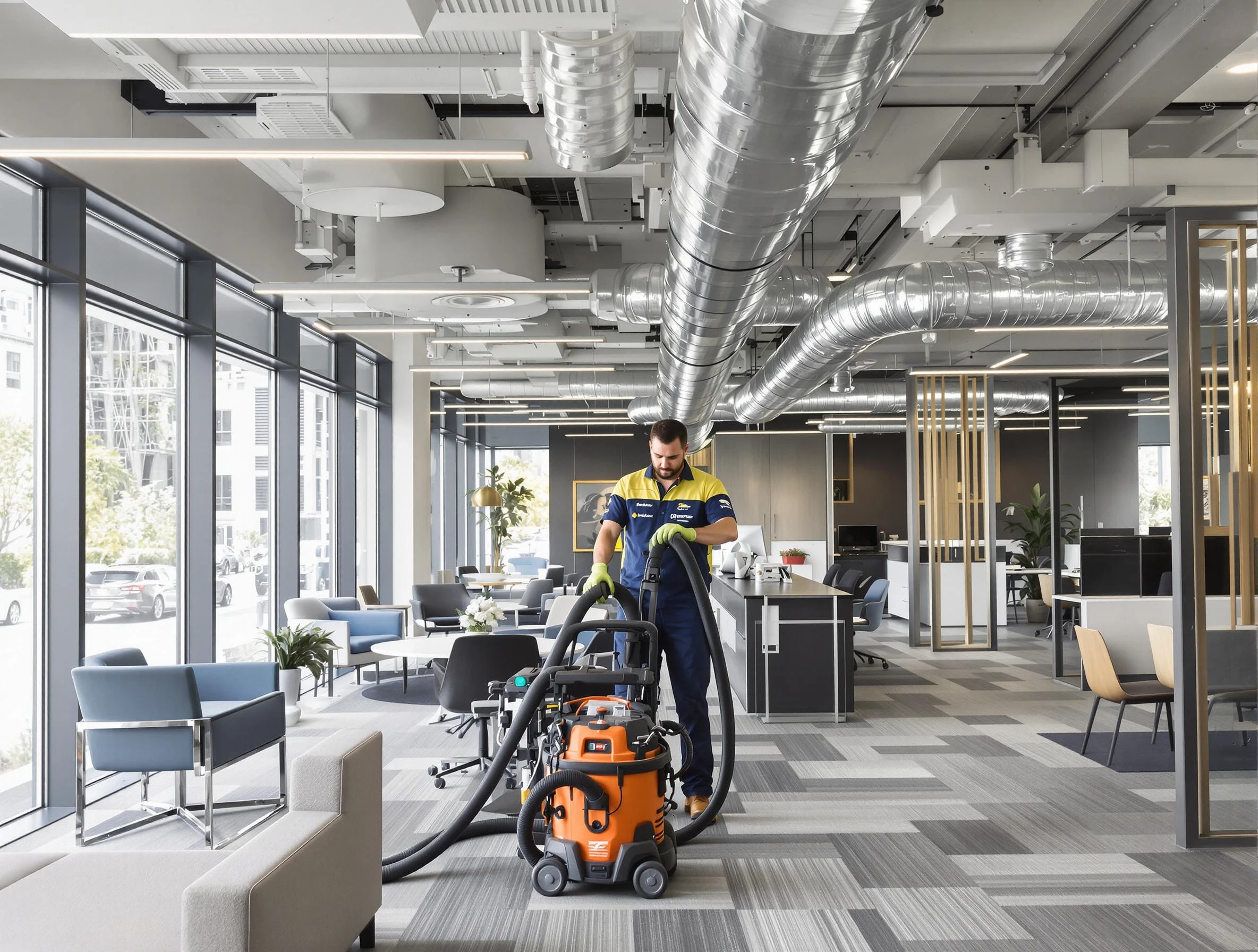 Mission Viejo Air Duct Cleaning team performing thorough commercial duct cleaning at a Mission Viejo business center