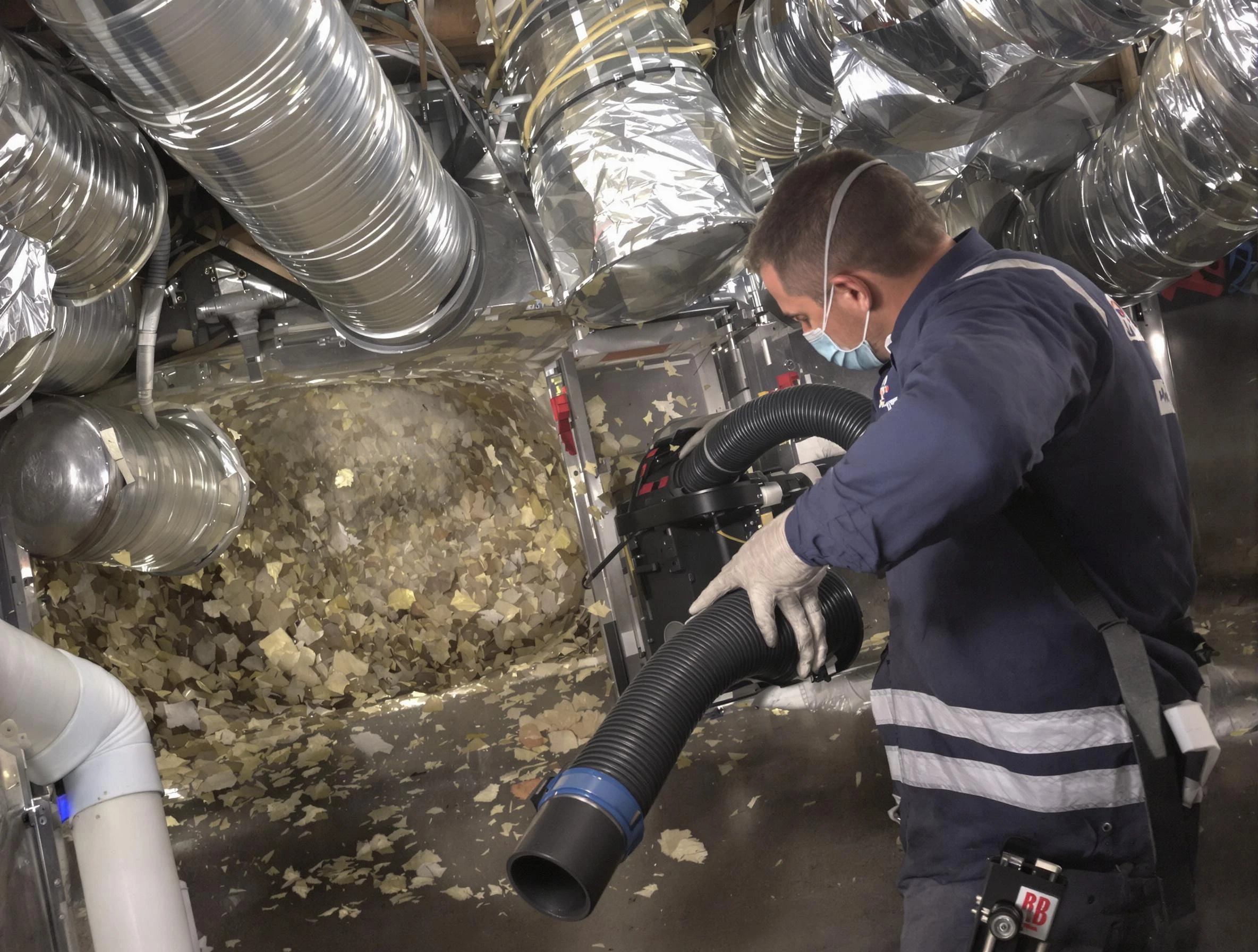 Mission Viejo Air Duct Cleaning specialist operating negative pressure cleaning equipment for thorough duct maintenance in Mission Viejo